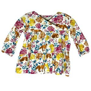 Burts BeesTop Baby Girls 6 to 9 months White Multi Floral‎ Fox Nature Boho